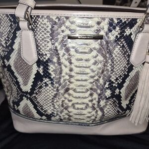 Elegant Snakeskin Tan and Brown Tote Bag